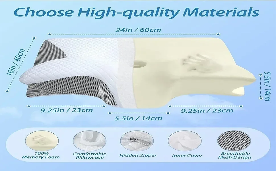 1pc Memory Foam Cervical Pillow Neck Protection Slow Rebound Memory Pillow Butterfly Shaped Cervical Neck Sleep care healthy - Image 4
