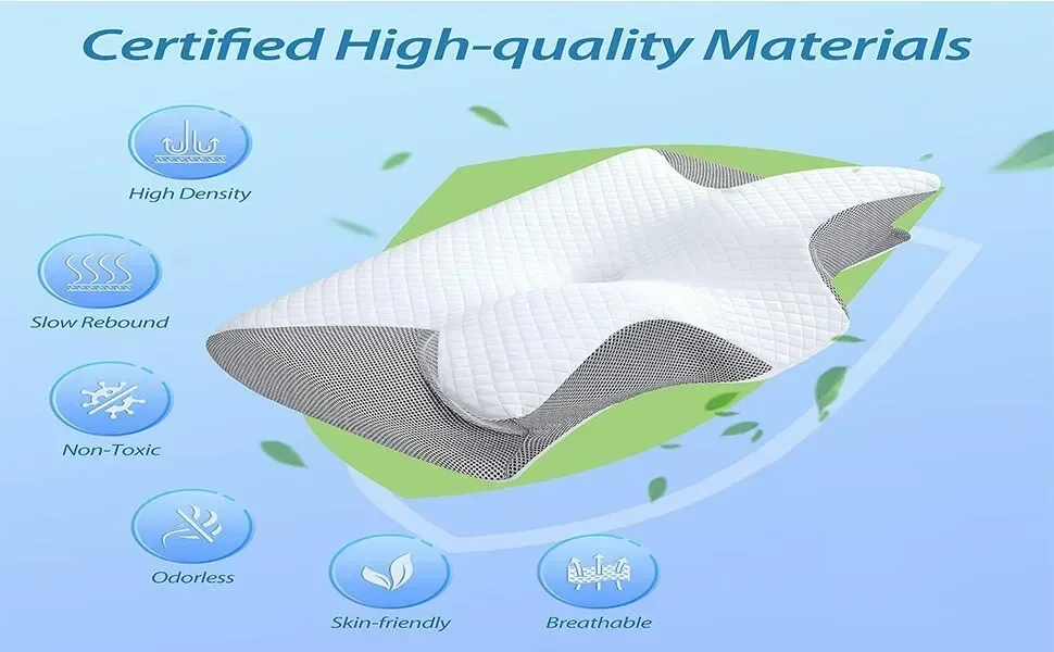 1pc Memory Foam Cervical Pillow Neck Protection Slow Rebound Memory Pillow Butterfly Shaped Cervical Neck Sleep care healthy - Image 3
